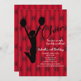 明るい虹色のシルウヘットチアリーダー誕生日 招待状