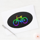 明るい虹色の自転車 楕円形シール (封筒)