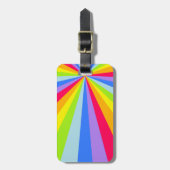 明るい虹色の雲の荷物タグに名前 ラゲッジタグ (正面縦)