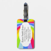 明るい虹色の雲の荷物タグに名前 ラゲッジタグ (裏面縦)