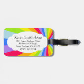 明るい虹色の雲の荷物タグに名前 ラゲッジタグ (裏面横)