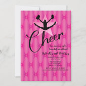 明るい虹色のSilouhetteのチアリーダーの誕生日 招待状 (正面)