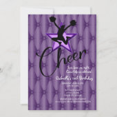 明るい虹色のSilouhetteのチアリーダーの誕生日 招待状 (正面)