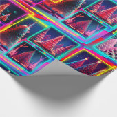 明るい蛍光ホリデーツリーギフトラップ ラッピングペーパー (角)