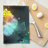 明るい蝶と夜の蝶 キッチンタオル (四つ折り)