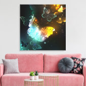 明るい蝶と夜の蝶 キャンバスプリント (インサイチュ (リビング))