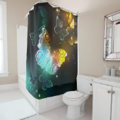 明るい蝶と夜の蝶 シャワーカーテン (インサイチュ)