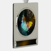 明るい蝶と夜の蝶 シルバープレートバナーオーナメント (右)