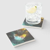 明るい蝶と夜の蝶 ストーンコースター (横)