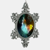 明るい蝶と夜の蝶 スノーフレークピューターオーナメント (左)