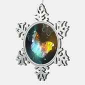 明るい蝶と夜の蝶 スノーフレークピューターオーナメント (右)