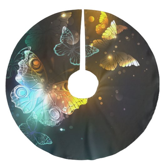 明るい蝶と夜の蝶 ブラッシュドポリエステルツリースカート (正面)