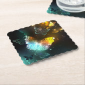 明るい蝶と夜の蝶 ペーパーコースター (アングル)