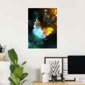 明るい蝶と夜の蝶 ポスター (ホームオフィス)