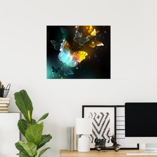 明るい蝶と夜の蝶 ポスター (ホームオフィス)