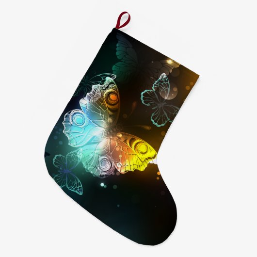 明るい蝶と夜の蝶 ラージクリスマスストッキング (正面 (吊り時))