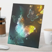 明るい蝶と夜の蝶 台座サイン (インサイチュ)