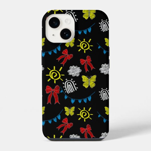 明るい蝶と日差し柄のスマホケース iPhoneケース (裏面)