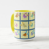 明るい蝶と花のマグカップ マグカップ (正面左)