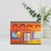 明るい街並みオレンジ色のファサード ポストカード (スタンド正面)