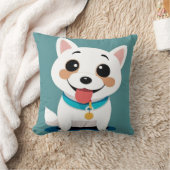 明るい表情のかわいいキャラクター犬 クッション (ブランケット)