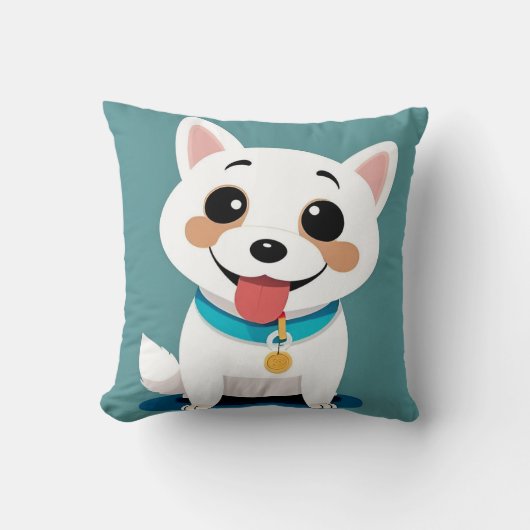明るい表情のかわいいキャラクター犬 クッション (正面)