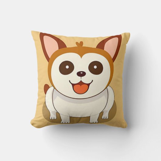 明るい表情の愛らしいキャラクタードッグ クッション (正面)