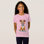 明るい表情の明るい漫画スタイル犬 Tシャツ (正面フル)