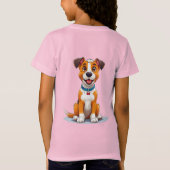 明るい表情の明るい漫画スタイル犬 Tシャツ (裏面)