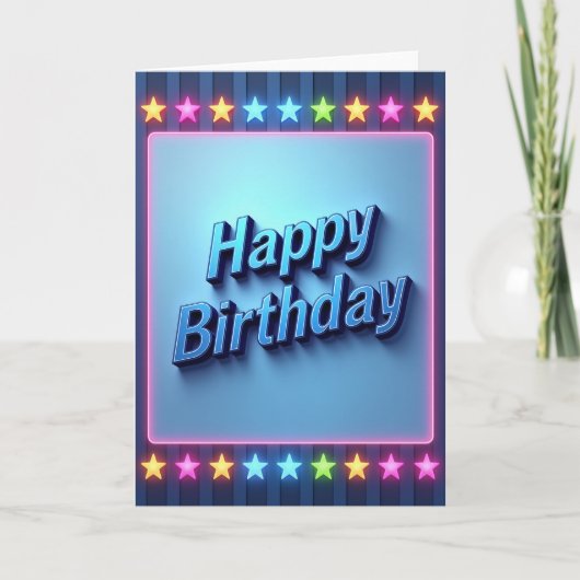 明るい誕生日ネオンカード カード (正面)