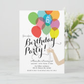 明るい誕生日バルーンパーティの招待状 招待状 (スタンド正面)