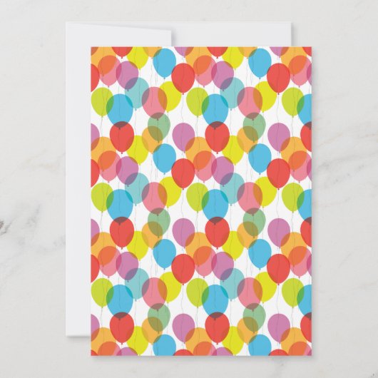 明るい誕生日バルーンパーティの招待状 招待状 (裏面)