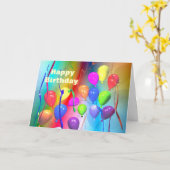 明るい誕生日バルーン カード (黄色い花)