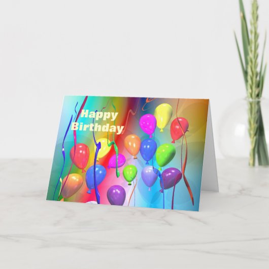 明るい誕生日バルーン カード (正面)
