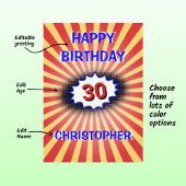 明るい誕生日名前をカスタムすると年齢レトロ カード