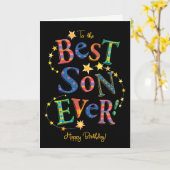 明るい誕生日最高のカードfor Son Ever on Black カード (黄色い花)