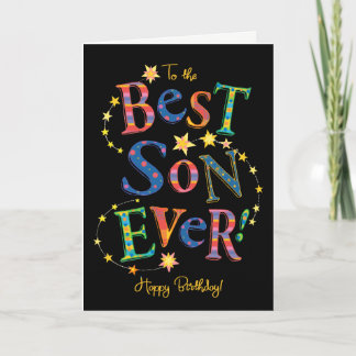 明るい誕生日最高のカードfor Son Ever on Black カード