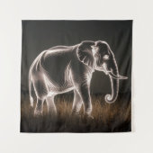 明るい象のシルエット タペストリー (正面)