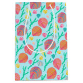 明るい貝殻と海苔の模様 ミディアムペーパーバッグ (正面)