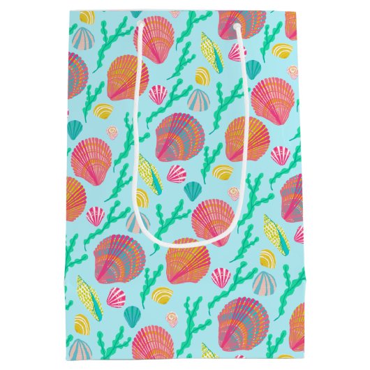 明るい貝殻と海苔の模様 ミディアムペーパーバッグ (裏面)
