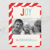明るい赤いストライプクリスマスカード シーズンカード (正面/裏面)