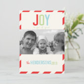 明るい赤いストライプクリスマスカード シーズンカード (スタンド正面)