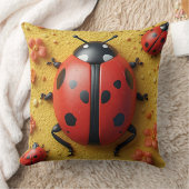 明るい赤いテントウムシ休息 クッション (ブランケット)