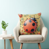 明るい赤いテントウムシ休息 クッション (椅子)