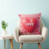 明るい赤いハートと'Love'文字 クッション (椅子)