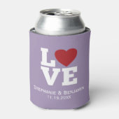 明るい赤いハートパーソナライズされた結婚の 缶クーラー (缶正面)