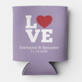 明るい赤いハートパーソナライズされた結婚の 缶クーラー (正面)