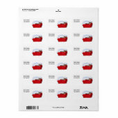 明るい赤いバスケットに眠っている子猫 ラベル (フルシート)