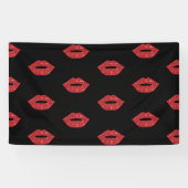 明るい赤い唇のグリッターキスフェミニン 横断幕 (横)