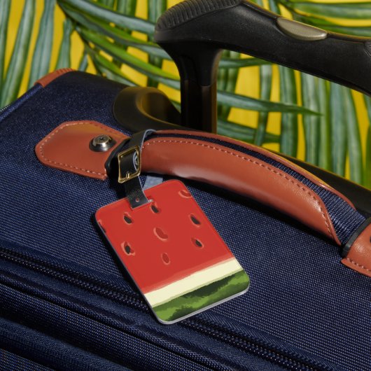 明るい赤い水の色スイカの荷物タグ ラゲッジタグ (正面インサイチュ1)